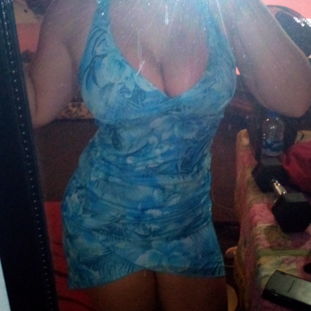 Blue Flower Halter Dress